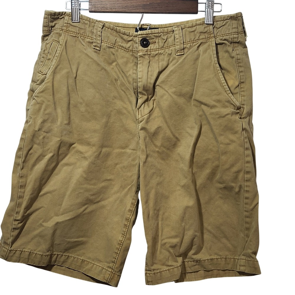 American Eagle Mens Khaki Chino Shorts Tan Cotton Twill 5-Pocket Classic